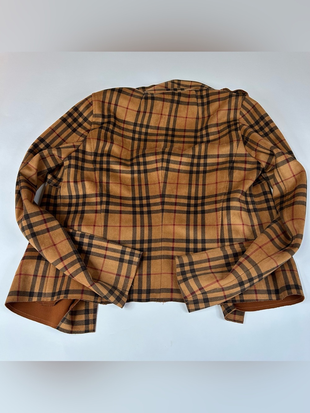 Kut From The Kloth Womens Size Small Faux Suede Open Front Jacket Plaid Orange - Picture 5 of 9